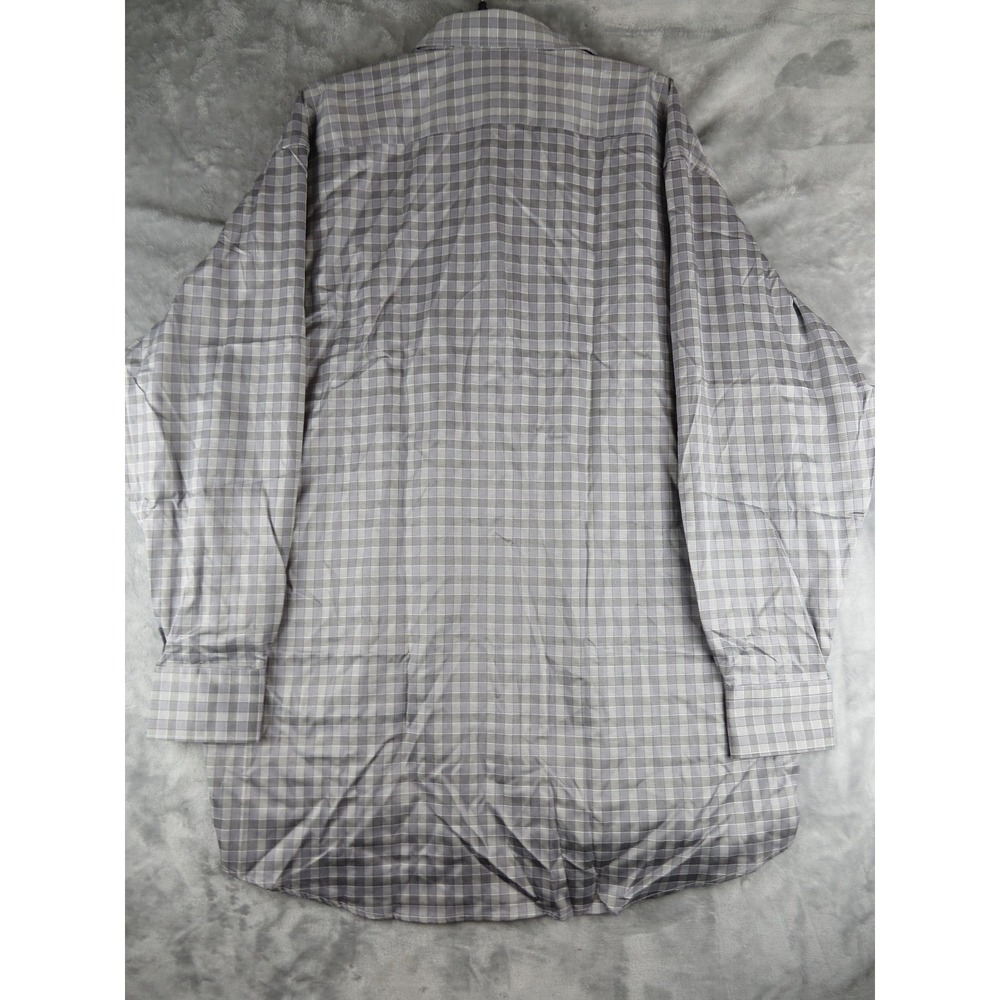 Brandolini Shirt Mens XXL 18.5‎ 47 Grey Check Dress Button Down Long Sleeve - Picture 4 of 9